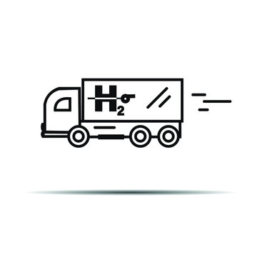 Hydrogen Powered Truck Icon H2. Vector