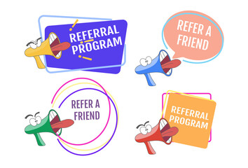 People making money from referral. Refer a friend or Referral marketing concept