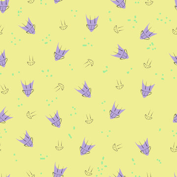 Pattern Smiles Seamless Dots Yellow Background Smile Line Style Lilac Background Beauty Salon.People smile rejoice, abstraction. For backgrounds, banners, textiles, cosmetology.