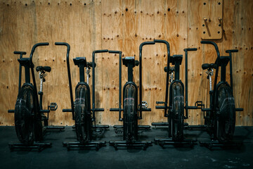 Assault airbike in crossfit box.
