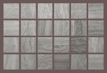 Wood texture with square elements of gray shades. Gray squares on a brown background.