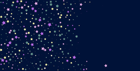 Bright multi-colored stars scattered on a dark background. Festive background. Design element. Vector illustration, EPS 10.