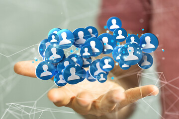 Abstract network of physical devices on the Internet using a network connection with statistics numbers 3d illustration