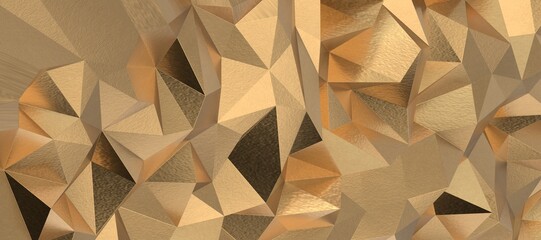 Gold Polygon Background 3D Rendering