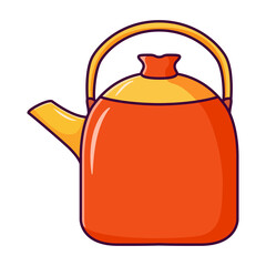 Red teapot .Line art vector illustration.Isolated on white background.