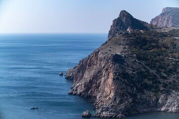 Cliffs in the Black Sea on the territory of Crimea. Balaklava Bay
