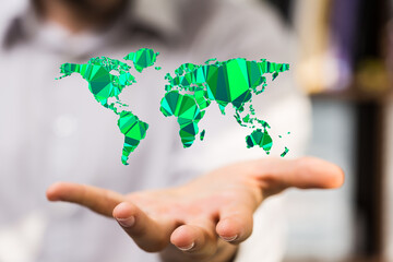 Green 3D Planet Concept, recycle sign