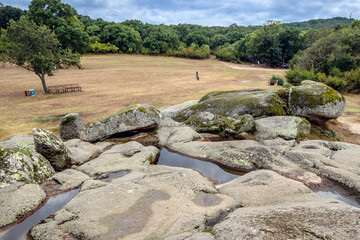 View from Beglik Tash ancient Thracian remains of rock sanctuary in Bulgaria