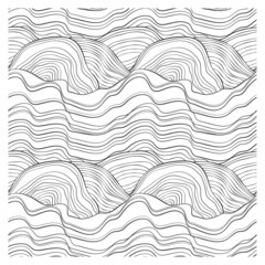 Fototapeta na wymiar Seamless pattern with linear waves and abstract islands. 