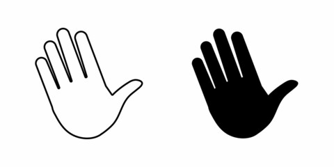 Obraz premium Human palm hand vector silhouette on white background.
