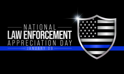 Law enforcement appreciation day (LEAD) is observed every year on January 9, to thank and show support to our local law enforcement officers who protect and serve. vector illustration