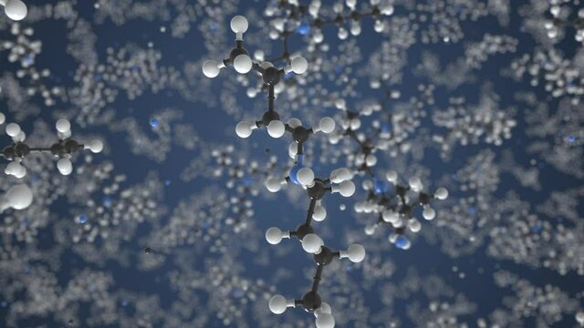 Molecule of tributylamine, isolated molecular model. Looping 3D animation or motion background