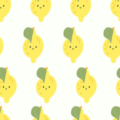 seamless pattern with lemon in hand drawing style