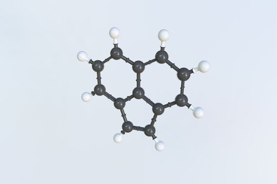 Acenaphthylene molecule. Isolated molecular model. 3D rendering