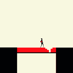 Minimalist business support,
a strong independent woman goes through difficulties, a businessman, a solution to a problem, the path to success, leadership. Vector