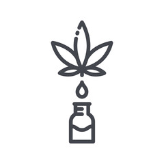 CBD oil line icon isolated on transparent background.