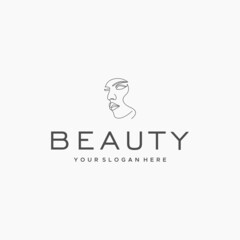 minimalist BEAUTY face woman girl logo design