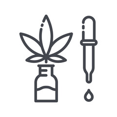 CBD oil line icon isolated on transparent background.