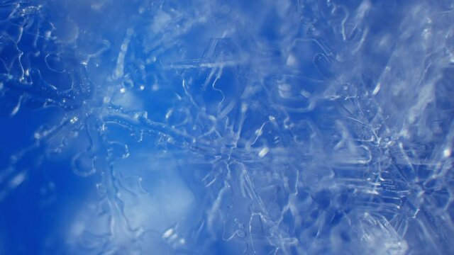 Crystals of water ice in a chemical laboratory. Study of samples of alien soil. Martian soil.