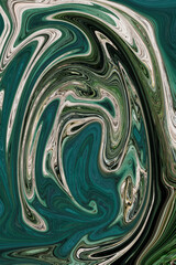 Green, blue, black and turquoise liquid texture. Abstract marbled creative background.