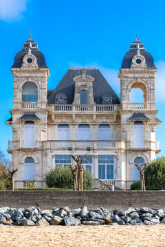 Royan in France, typical Belle Epoque house on the coast, seaside resort
