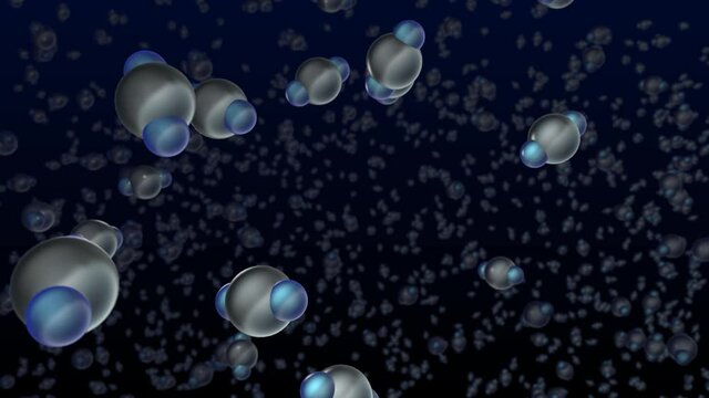 Water vapor molecules flying around. H2O water particles background