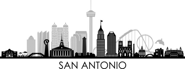 San Antonio Texas USA City Skyline Vector
 - obrazy, fototapety, plakaty