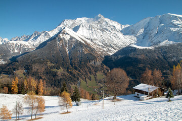 Paysage du Mont Blanc en automne