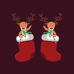 Christmas santa deer vector illustration 