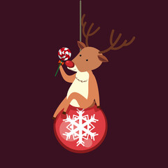Christmas santa deer vector illustration 