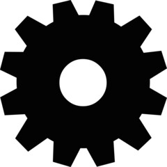 Vector illustration of a black silhouette of a gear