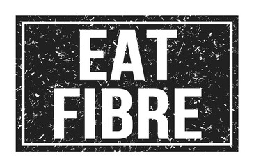 EAT FIBRE, words on black rectangle stamp sign