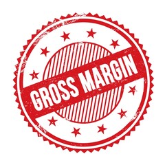 GROSS MARGIN text written on red grungy round stamp.