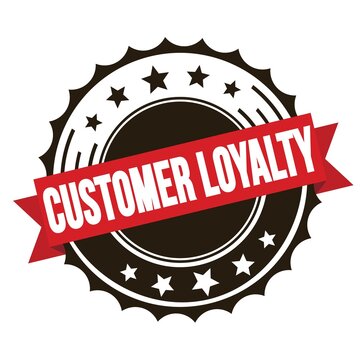 CUSTOMER LOYALTY text on red brown ribbon stamp.
