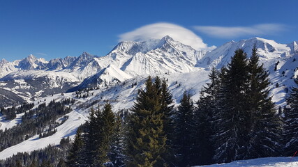 Fototapeta na wymiar Winter landscape near Chamonix in France