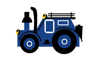 Large construction equipment. Commercial vehicles for construction work. Excavator, tractor, bulldozer, asphalt paver, concrete mixer, loader, telehandler. Digital illustration