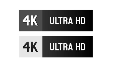 4k ultra HD, black and white badges. 4K video resolution, vector illustration.