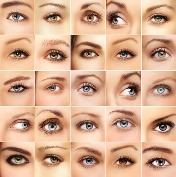 female   eyes with makeup and long eyelashes