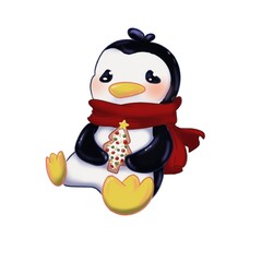 penguin with a christmas cookie illustration