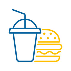 Burger with soft drink vector icon