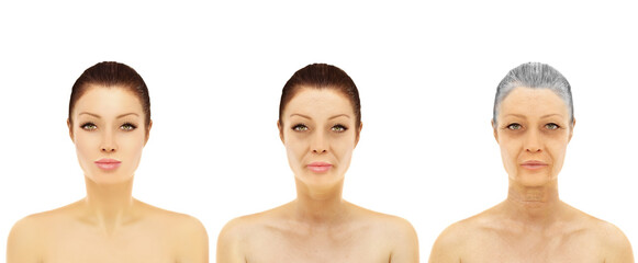 Aging.Woman of different ages,Effects of ageing