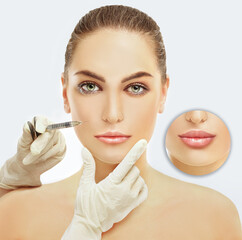 Beauty injections.Concept of rejuvenation.Lip augmentation