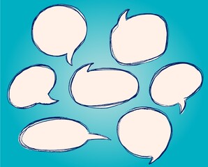 Vector set with a speech bubbles, isolated hand drawned elements