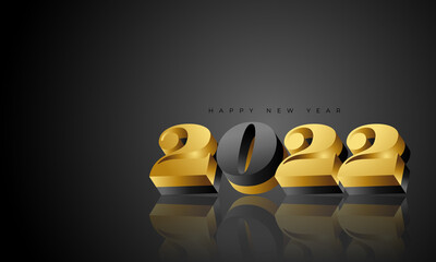 happy new year 2022 greeting card with dark landscape background
