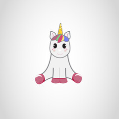 Unicorn isolated on background. For web site, poster, placard and wallpaper. Cute unicorn for mobile phone decoration, app, print material and greeting card. Creative art concept, vector illustration
