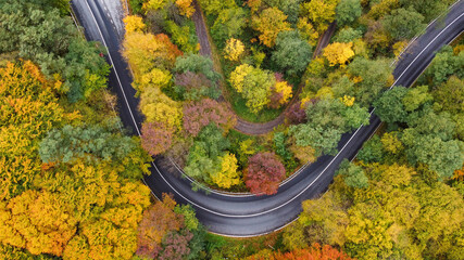 Autumn landscape with drone, Transylvanian panorama