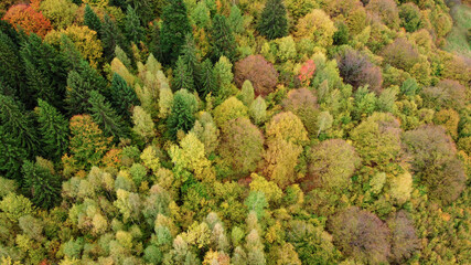 Autumn landscape with drone, Transylvanian panorama