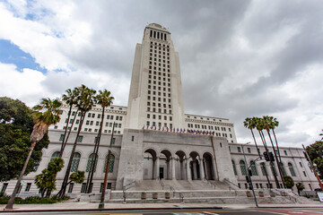 Exterior of Los Angeles City Hall in Los Angeles, California, USA