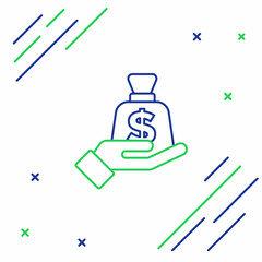 Line Money in hand icon isolated on white background. Insurance concept. Security, safety, protection, protect concept. Colorful outline concept. Vector
