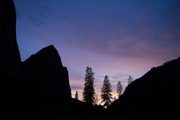 Silhouette sunset at Yosemite